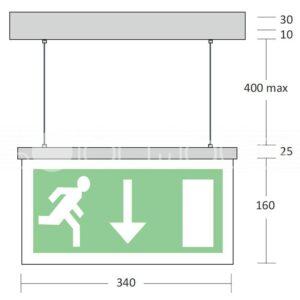 Lampa tip EXIT suspendata 0.9W